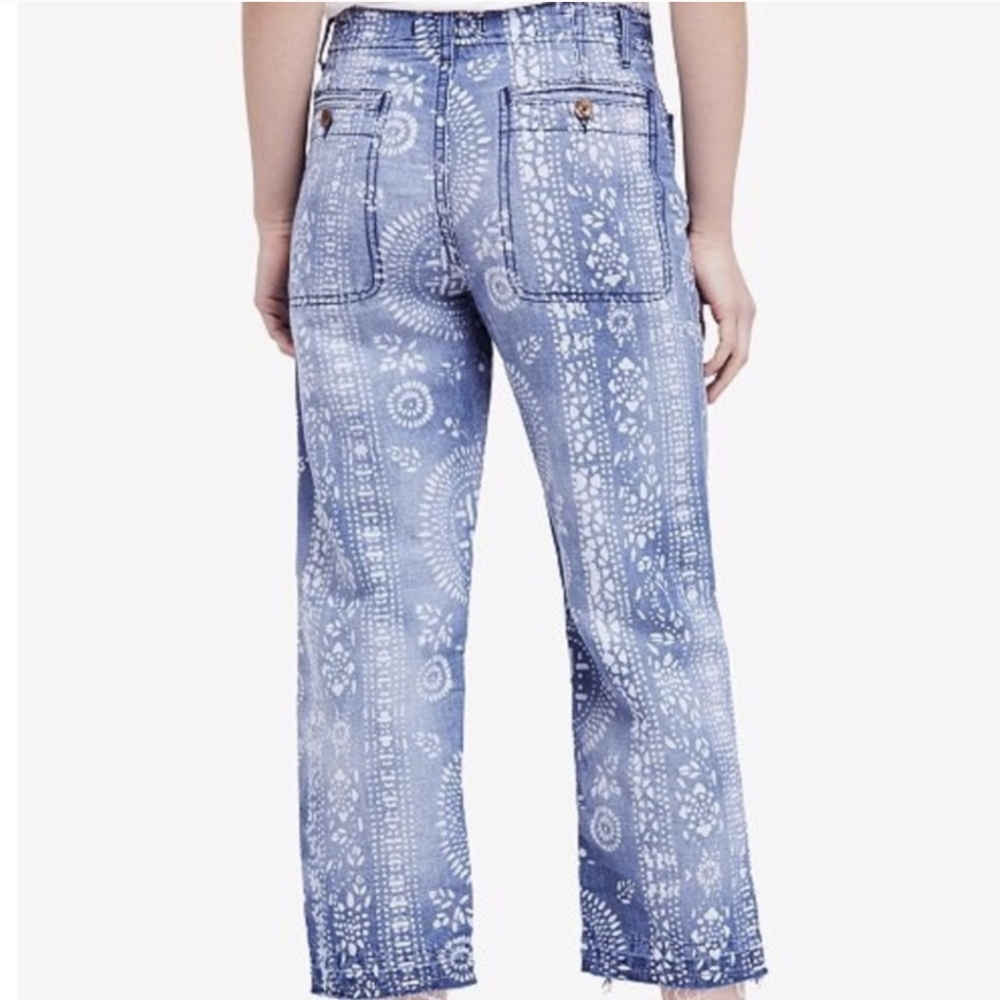 Free People floral tribal print cropped jeans - Picture 4 of 9
